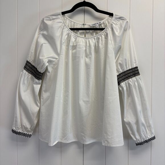 Elizabeth and James Peasant Prairie Boho Embroidered Blouse Women PL Smocked - Picture 1 of 8